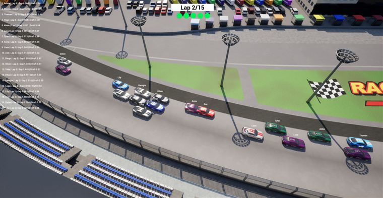 A wreck in the middle of the pack, with cars scattering around it